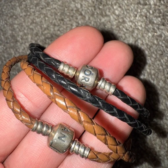 Pandora Braided Leather Bracelets Set - Picture 3 of 3